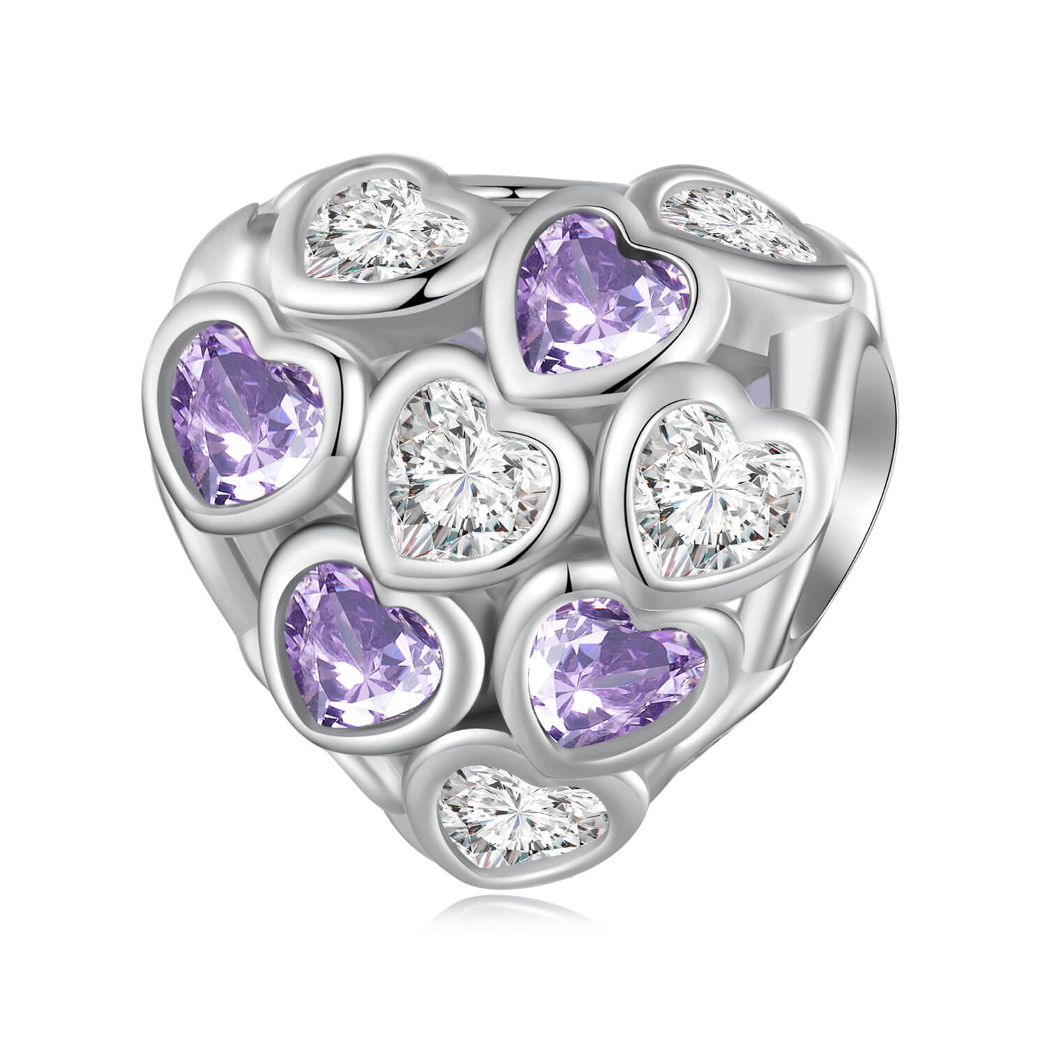 Infinite Love Zircon Glass Charms Set in Sterling Silver full of love