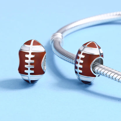 Ball Sports Series Enamel Charms Set in Sterling Silver rugby