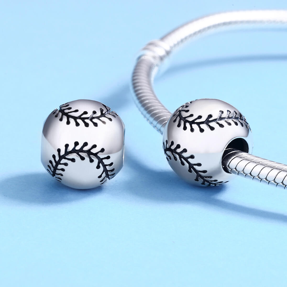 Ball Sports Series Enamel Charms Set in Sterling Silver baseball