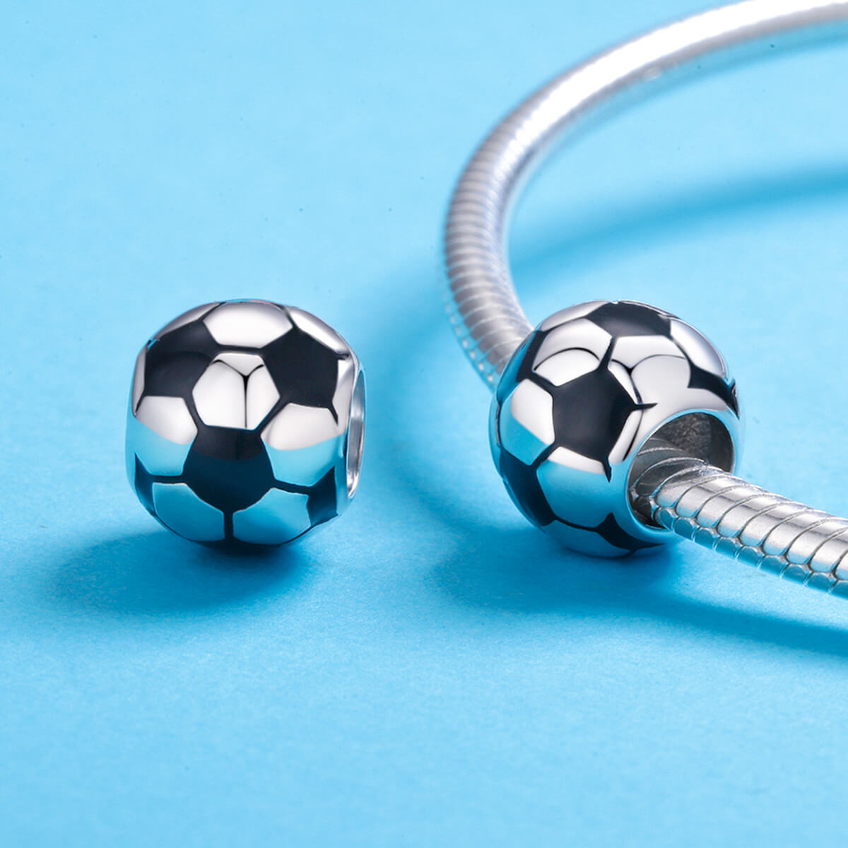 Ball Sports Series Enamel Charms Set in Sterling Silver football