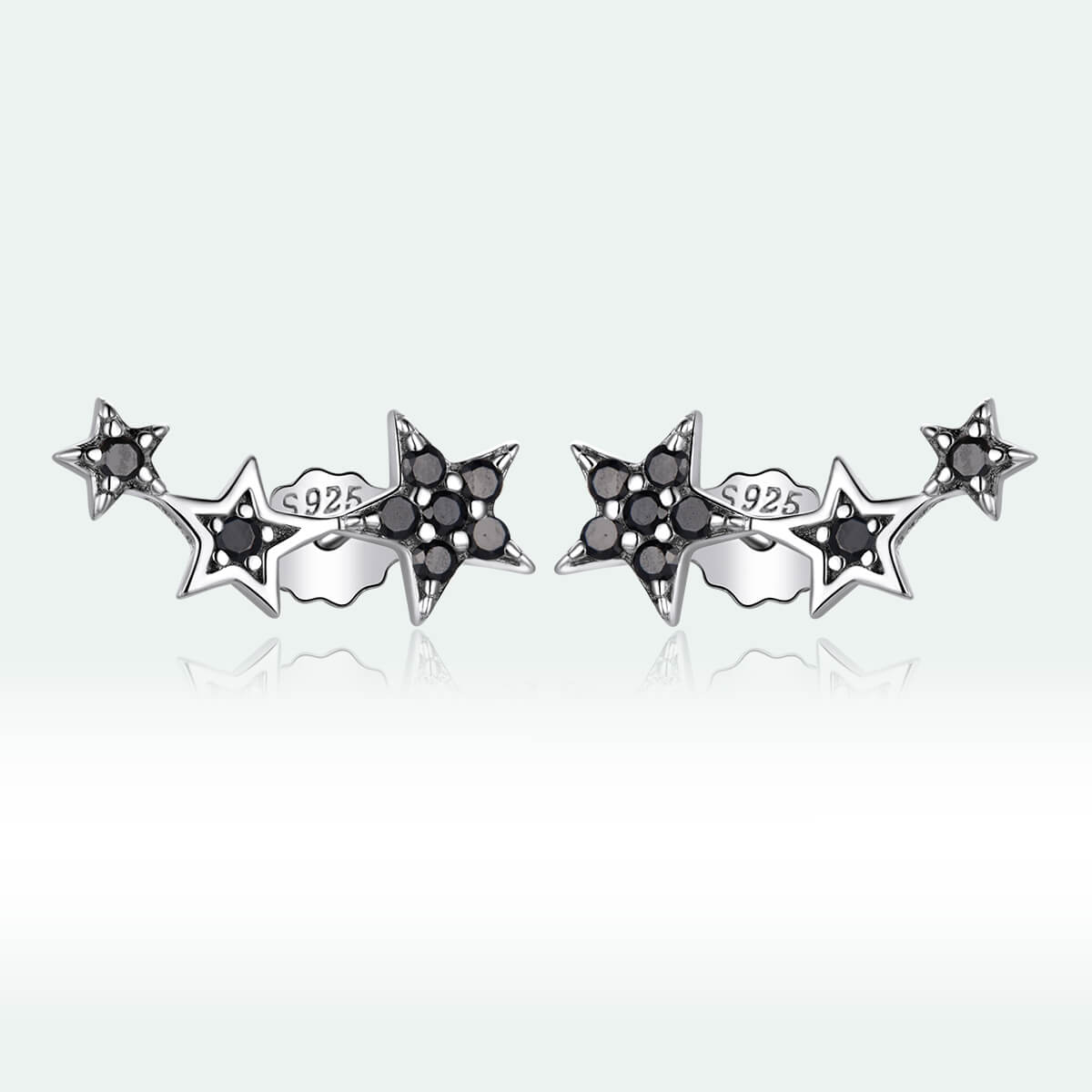 Star Talk Zircon Stud Earrings in Sterling Silver 