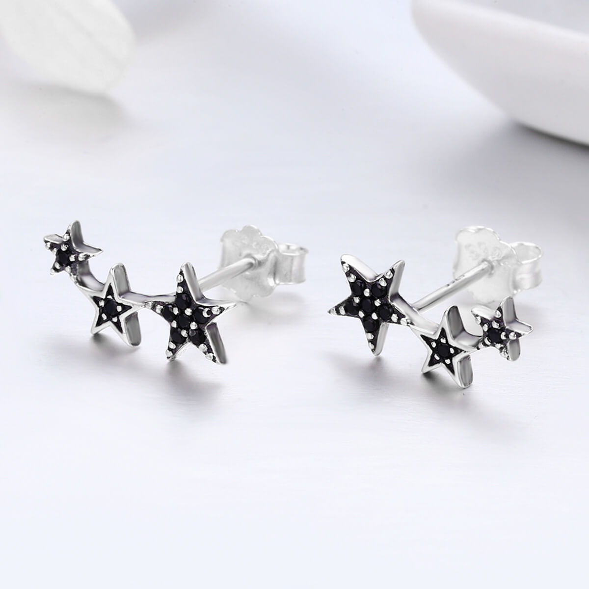 Star Talk Zircon Stud Earrings in Sterling Silver