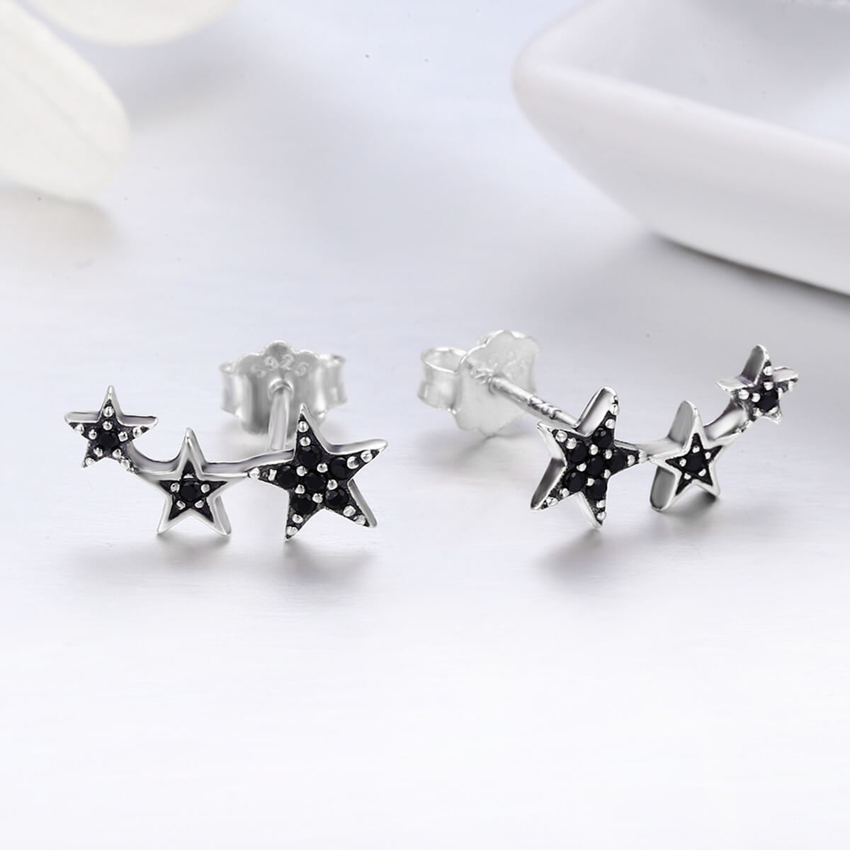 Star Talk Zircon Stud Earrings in Sterling Silver 