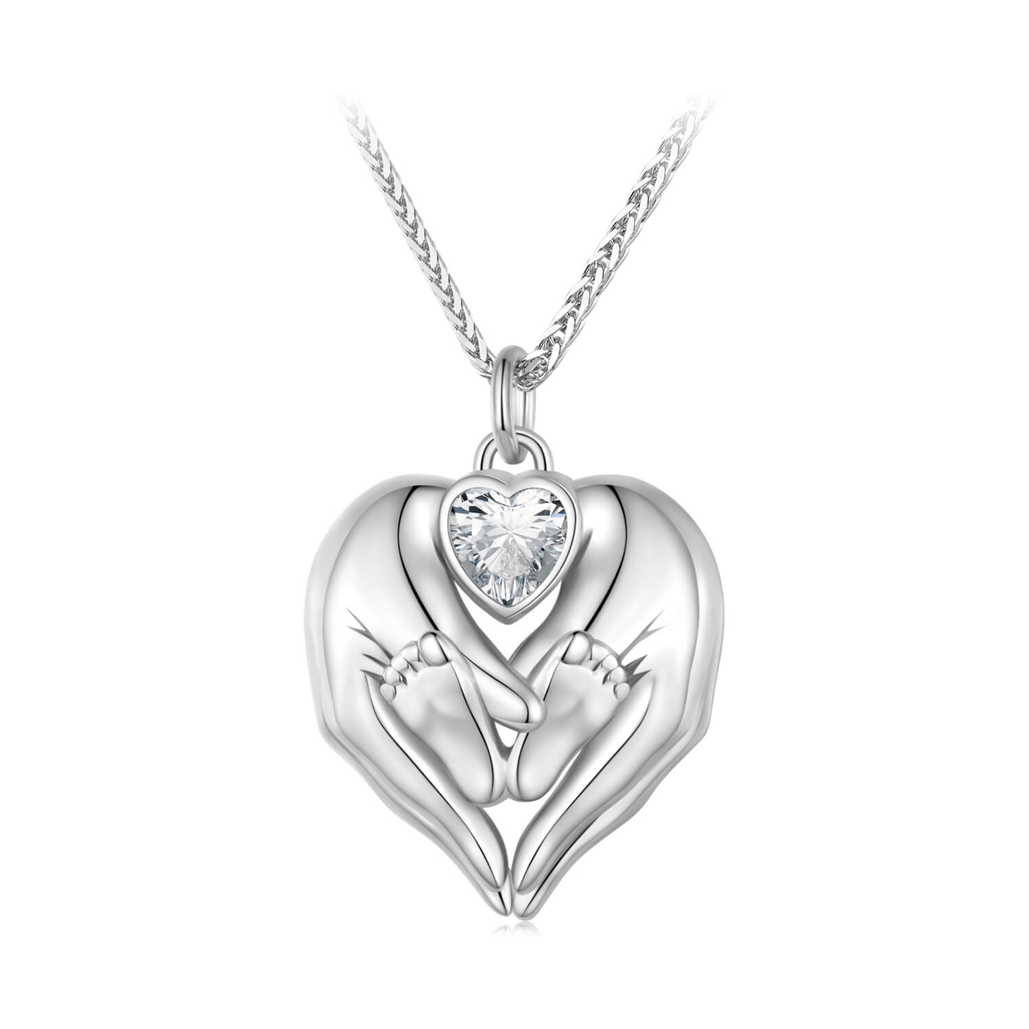 Maternal Love Zircon Necklaces Set in Sterling Silver footprints of love