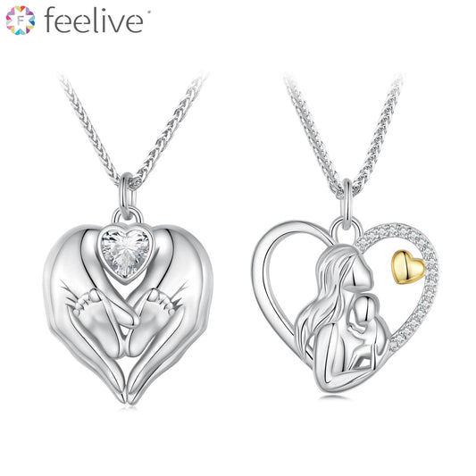 Maternal Love Zircon Necklaces Set in Sterling Silver - Feelive