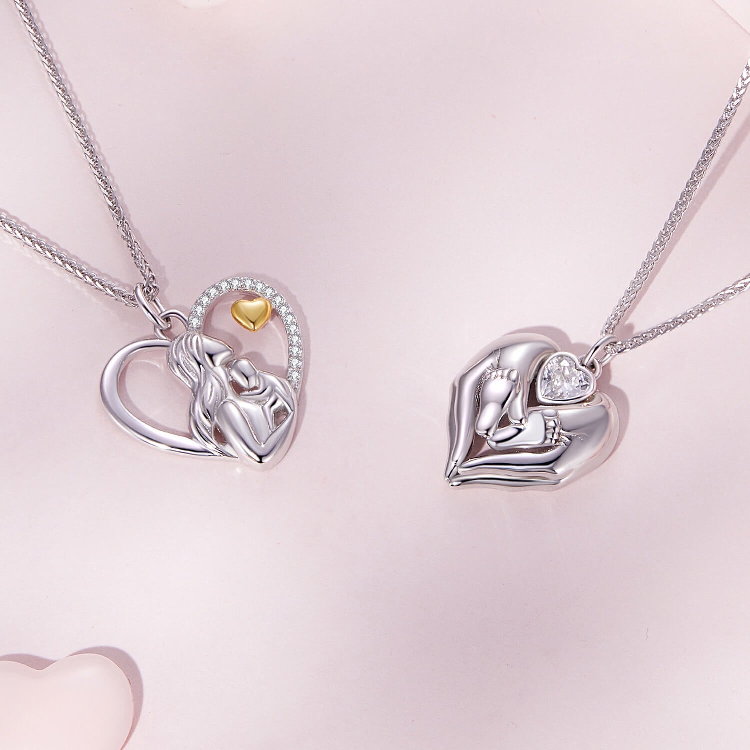 Maternal Love Zircon Necklaces Set in Sterling Silver 