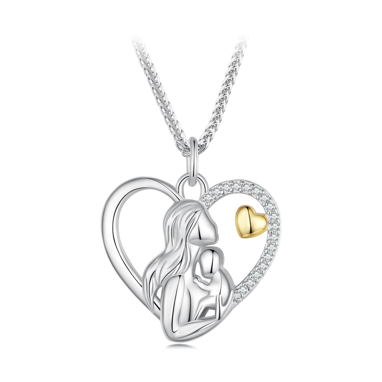 Maternal Love Zircon Necklaces Set in Sterling Silver mother and child