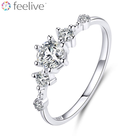 Starshine Zircon Ring in Sterling Silver - Feelive