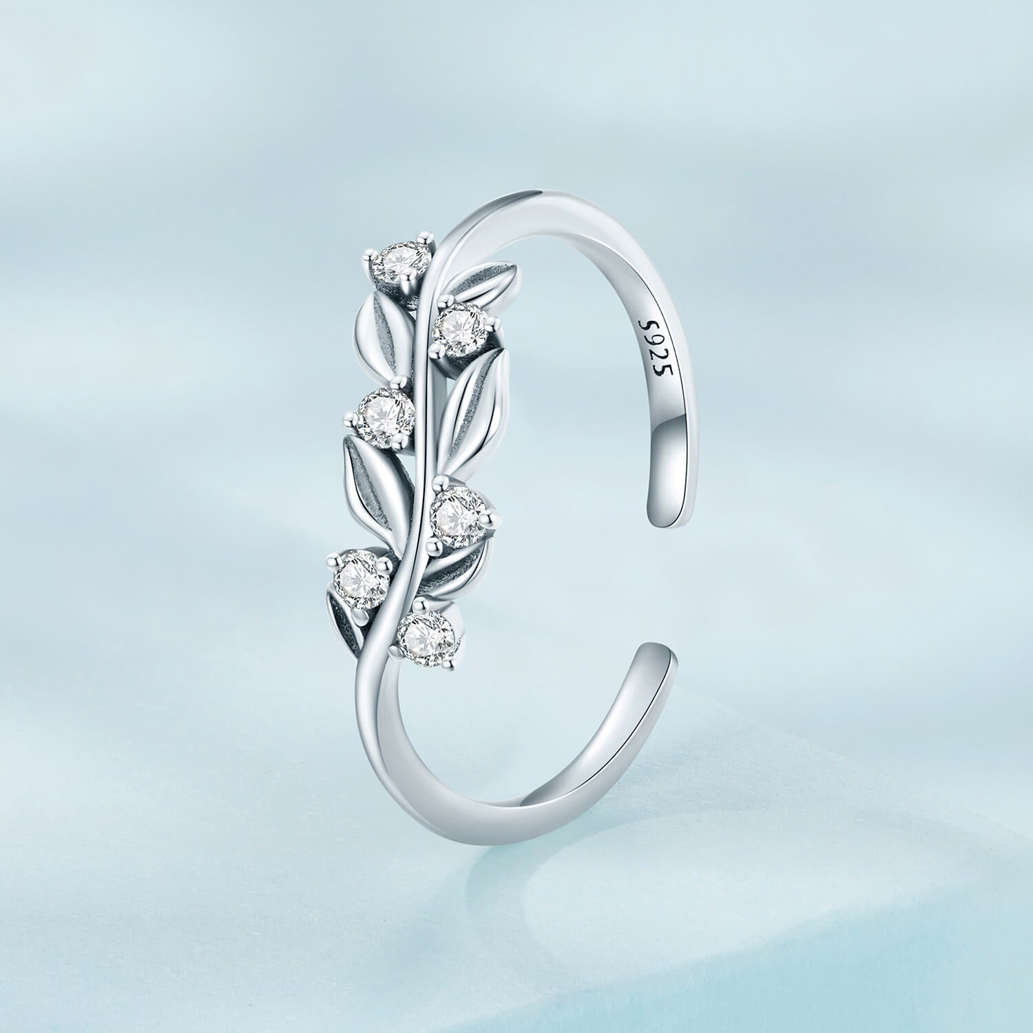 Branch Zircon Open Ring in Sterling Silver side