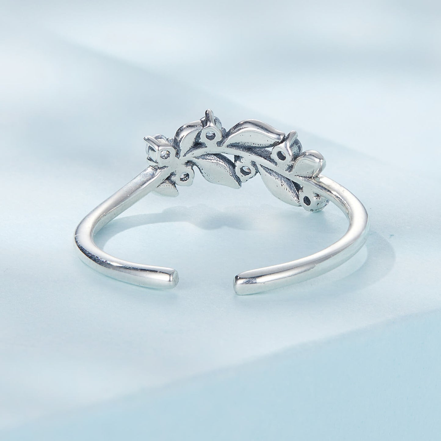 Branch Zircon Open Ring in Sterling Silver back