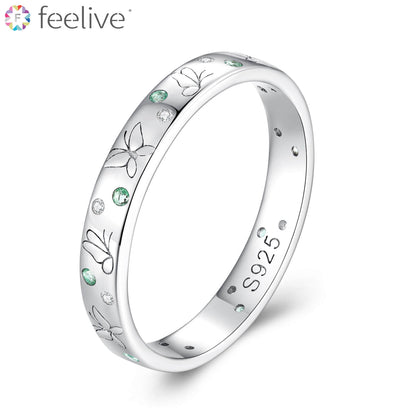 Spring Butterfly Zirconia Ring in Sterling Silver - Feelive