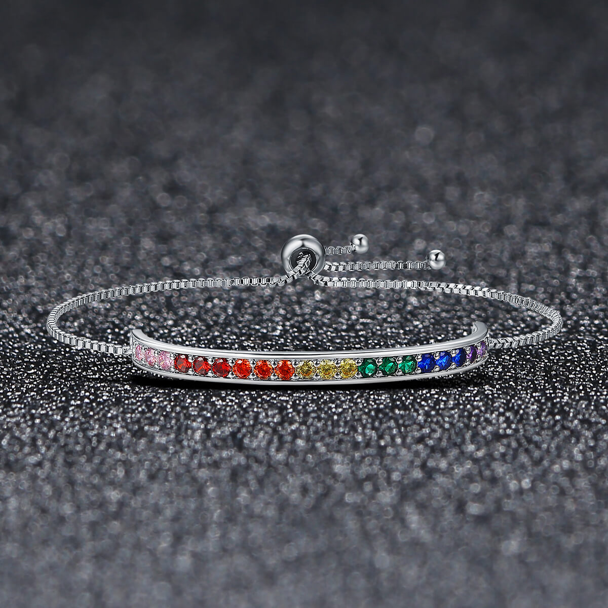 Happy Rainbow Zircon Bracelet in Sterling Silver