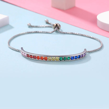 Happy Rainbow Zircon Bracelet in Sterling Silver front