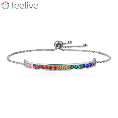 Happy Rainbow Zircon Bracelet in Sterling Silver - Feelive