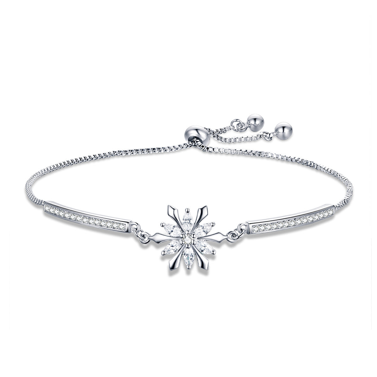 Snowflake Zircon Jewellery Set in Sterling Silver bracelet