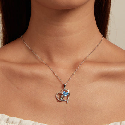 Blue Love of Cat Zircon Necklace in Sterling Silver model