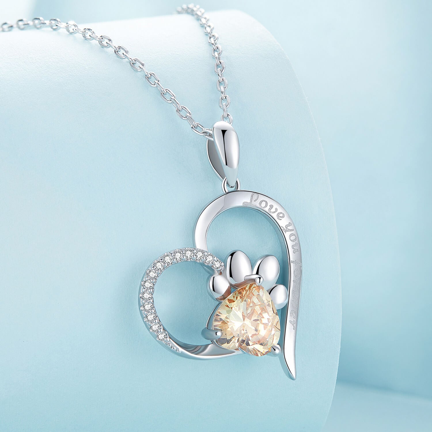 Love of Dog's Paw Zircon Necklace in Sterling Silver side