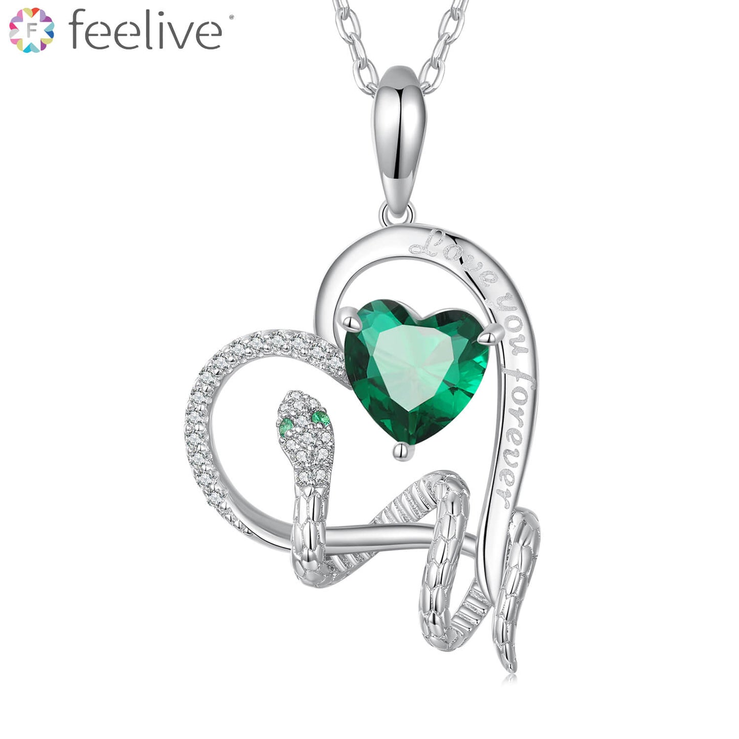 Love of Snake Zircon Necklace in Sterling Silver - Feelive