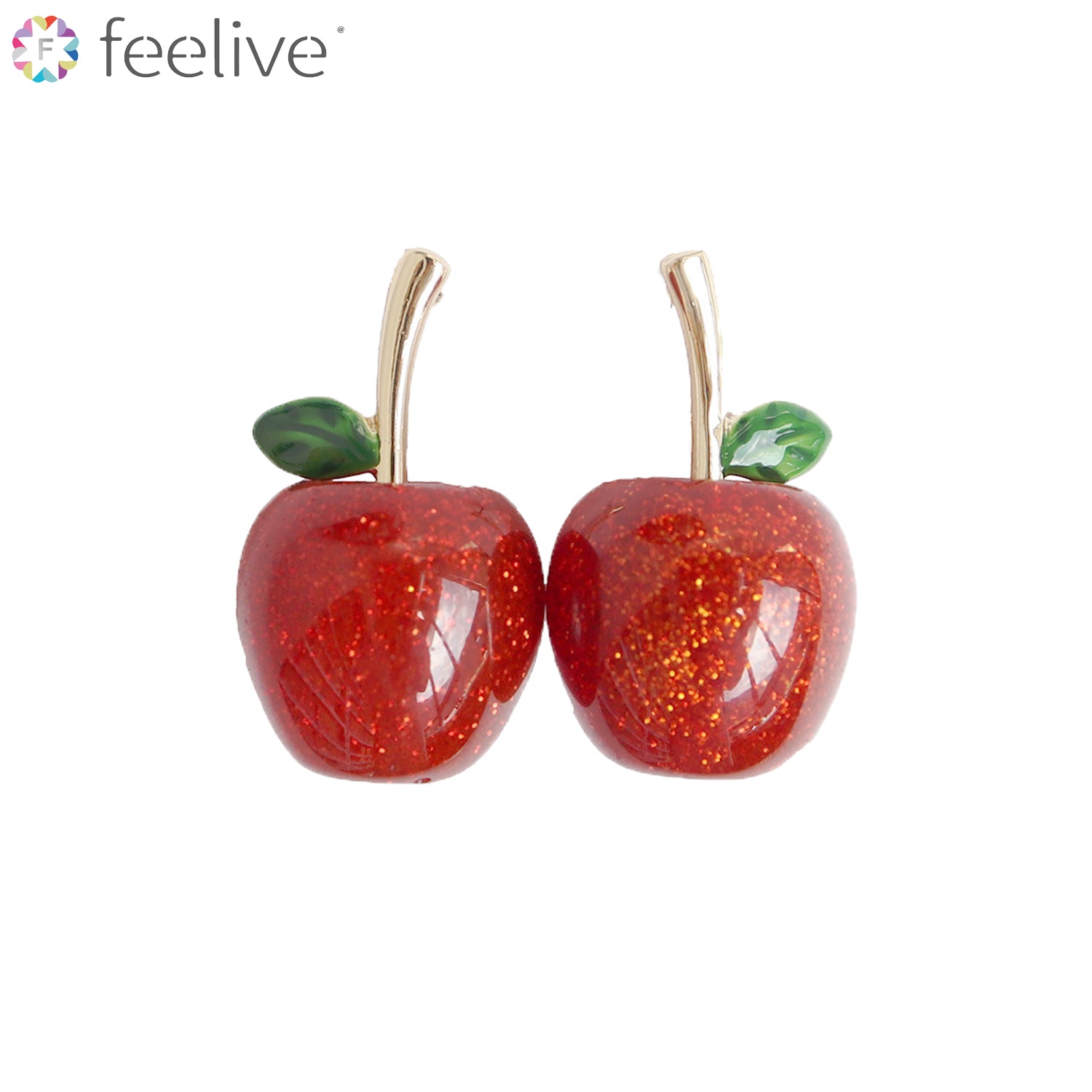 Red Apple Enamel Drop Earrings in Copper Alloy - Feelive