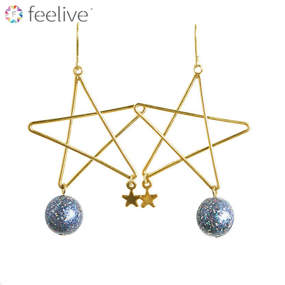 Cosmic Planet Stars Drop Earrings in Copper Alloy - Feelive