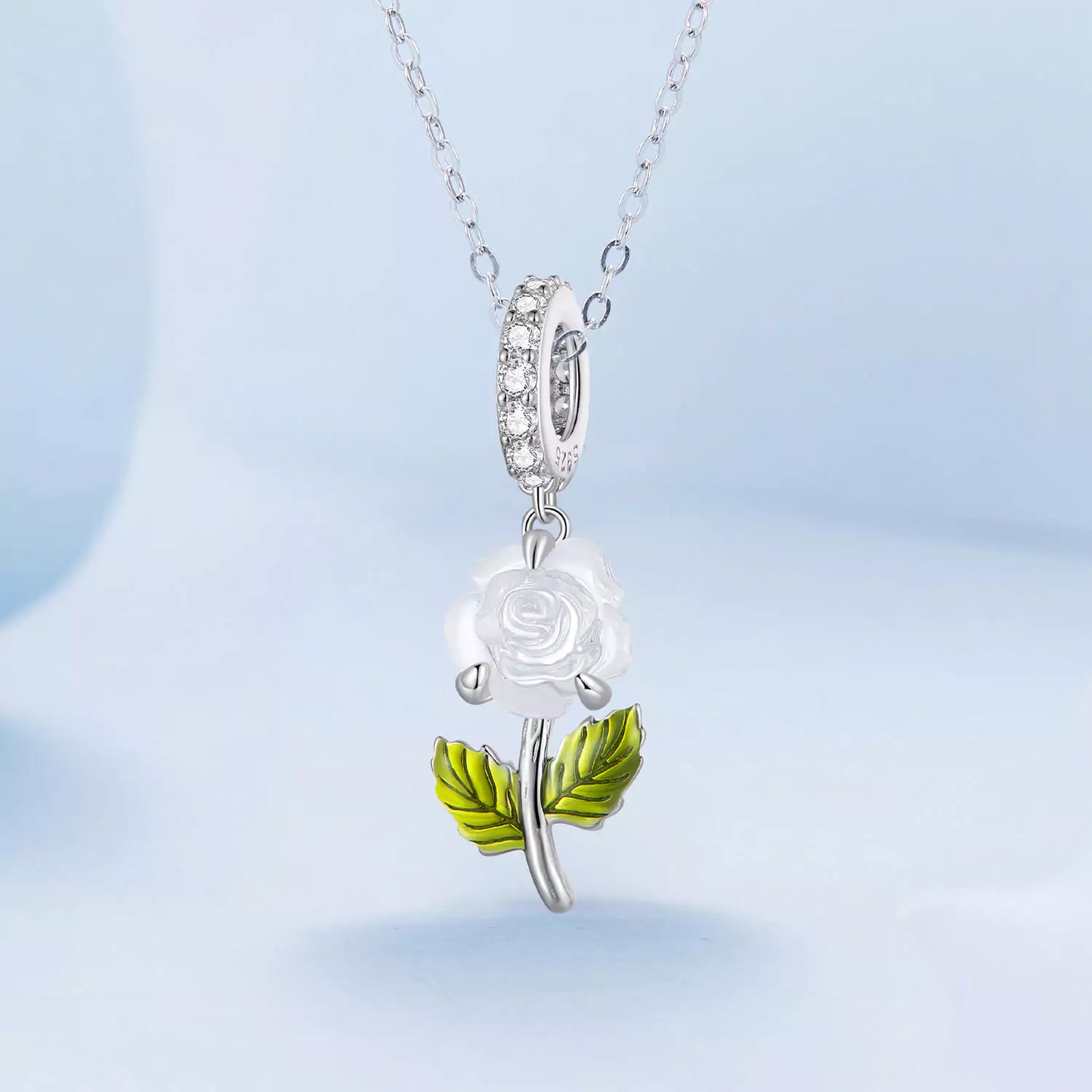 Sunshine Color-changing Magic Rose Resin Charm in Sterling Silver necklace pendant