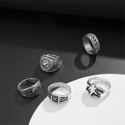 Nature Totem Men Rings Set in Aluminum Alloy