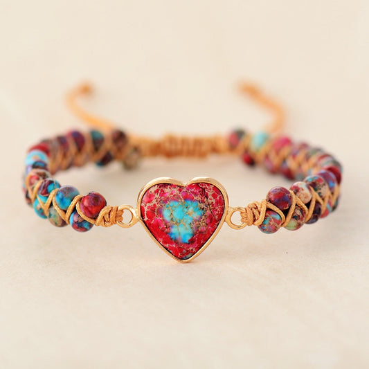 Passionate Heart Red Jasper Energy Braided Bracelet